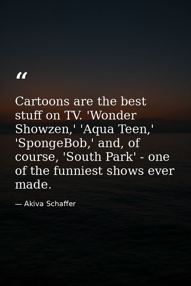 Cartoons are the best stuff on TV. 'Wonder Showzen,' 'Aqua Teen,' 'SpongeBob,' and, of course, 'South Park' - one of the — Akiva Schaffer