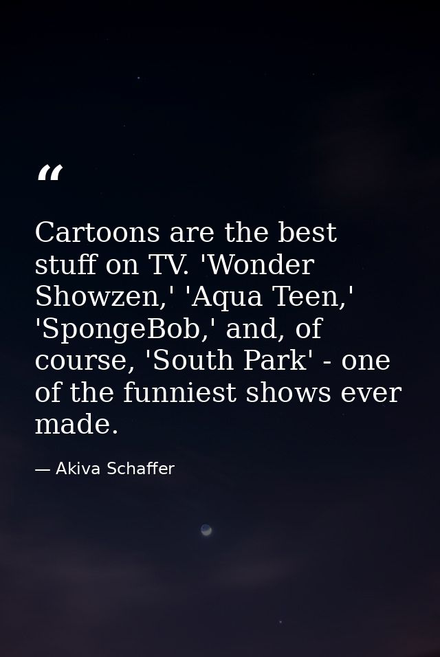 Cartoons are the best stuff on TV. 'Wonder Showzen,' 'Aqua Teen,' 'SpongeBob,' and, of course, 'South Park' - one of the — Akiva Schaffer