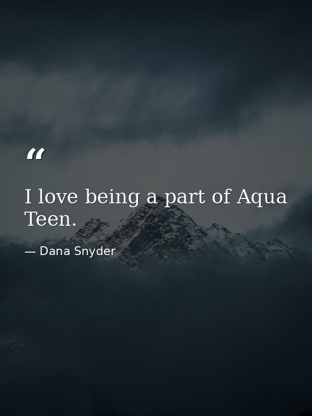 I love being a part of Aqua Teen. — Dana Snyder