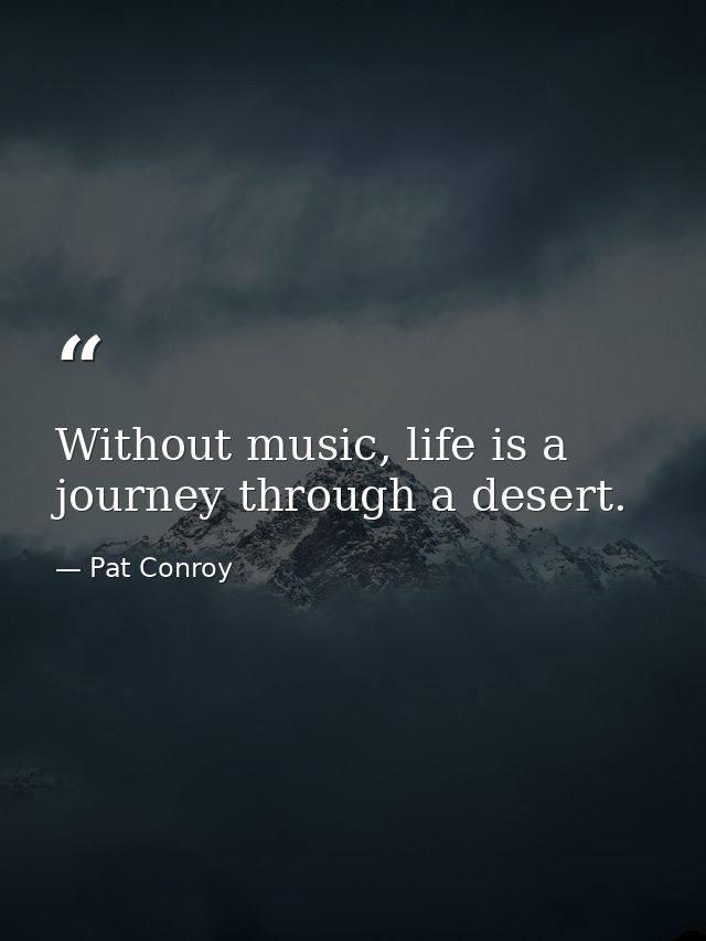 Without music, life is a journey through a desert. — Pat Conroy