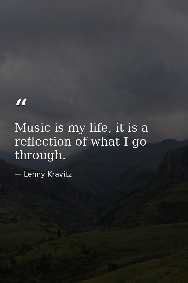 Music is my life, it is a reflection of what I go through. — Lenny Kravitz