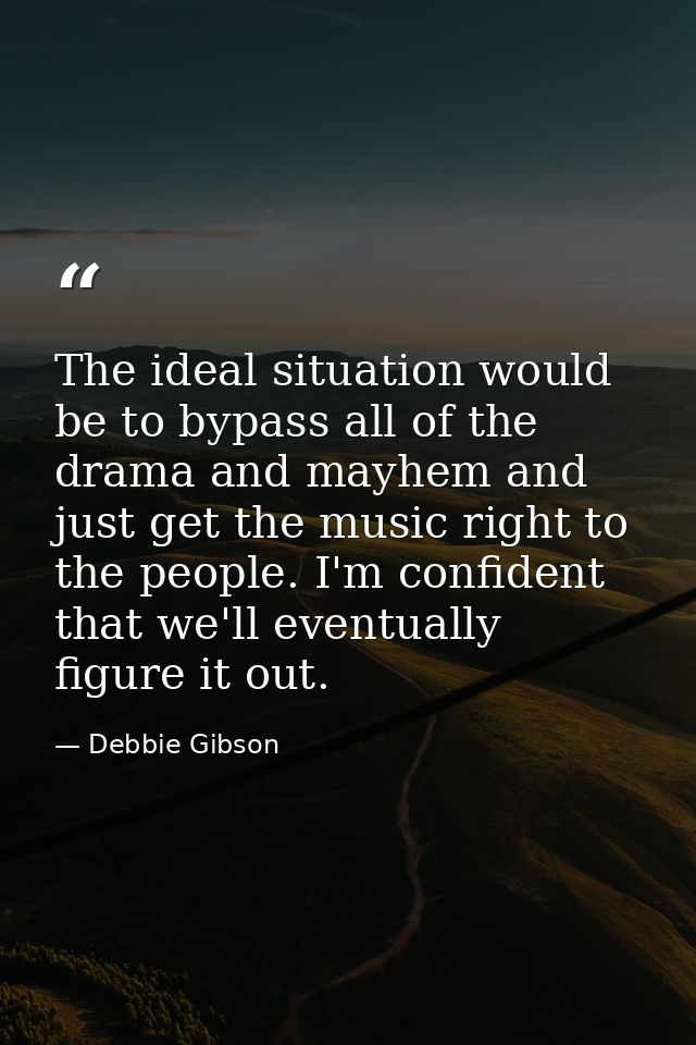 The ideal situation would be to bypass all of the drama and mayhem and just get the music right to the people. I'm confi — Debbie Gibson