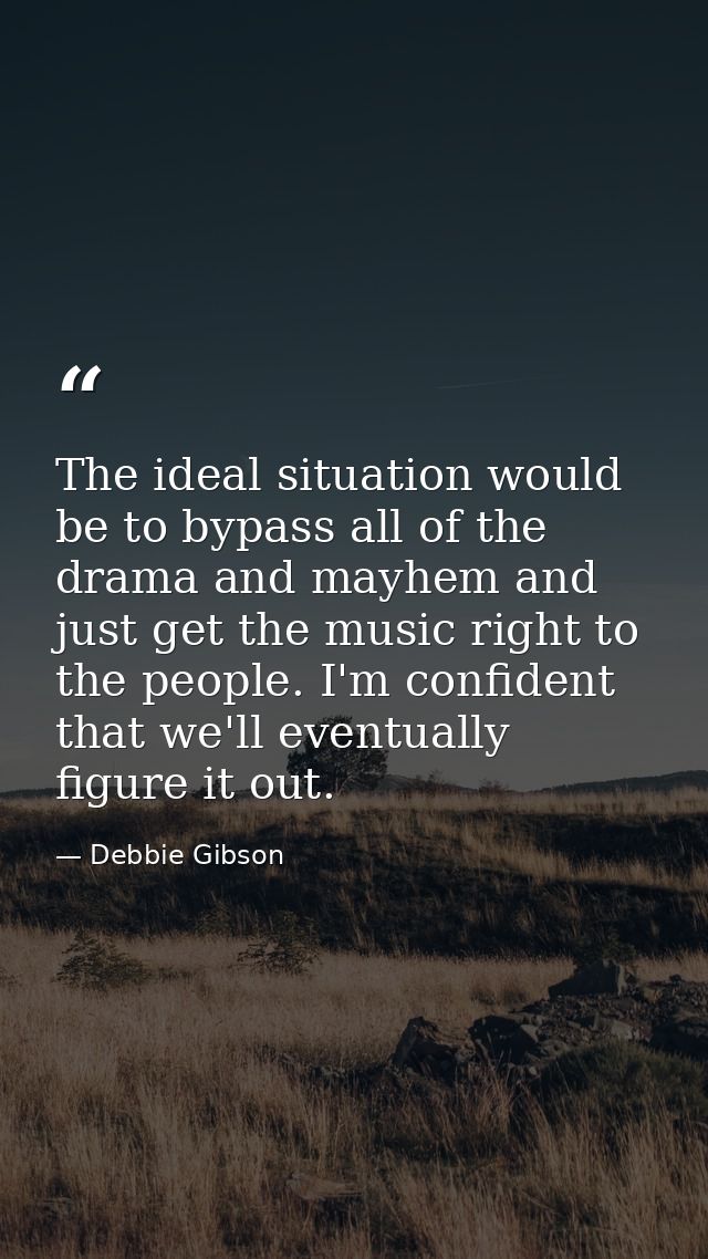 The ideal situation would be to bypass all of the drama and mayhem and just get the music right to the people. I'm confi — Debbie Gibson