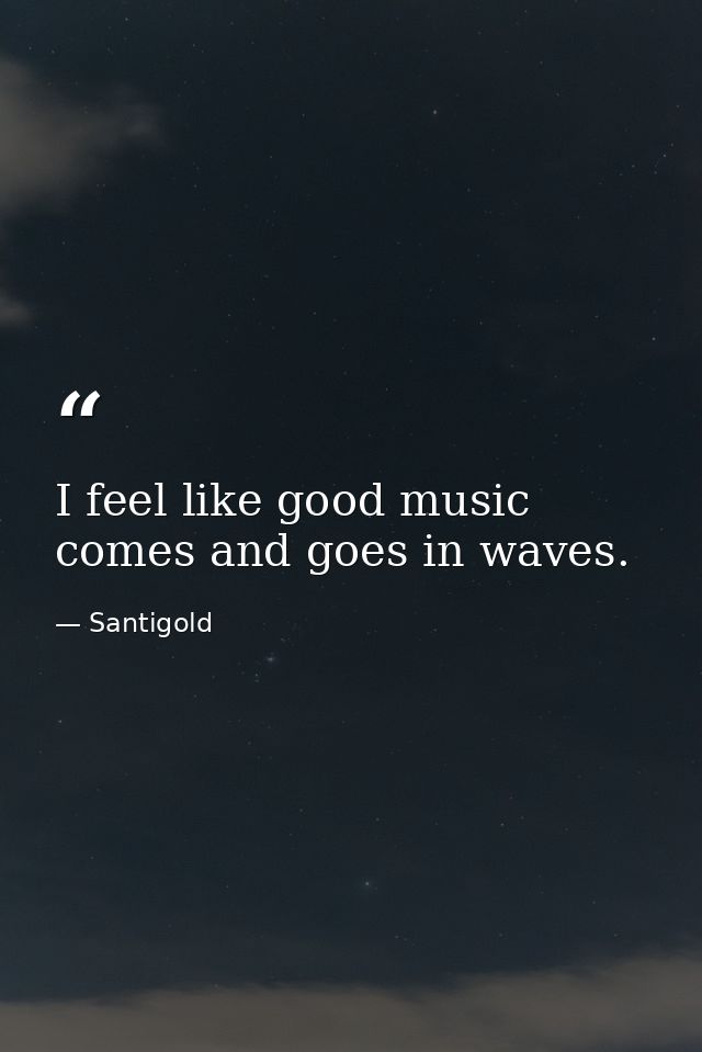 I feel like good music comes and goes in waves. — Santigold