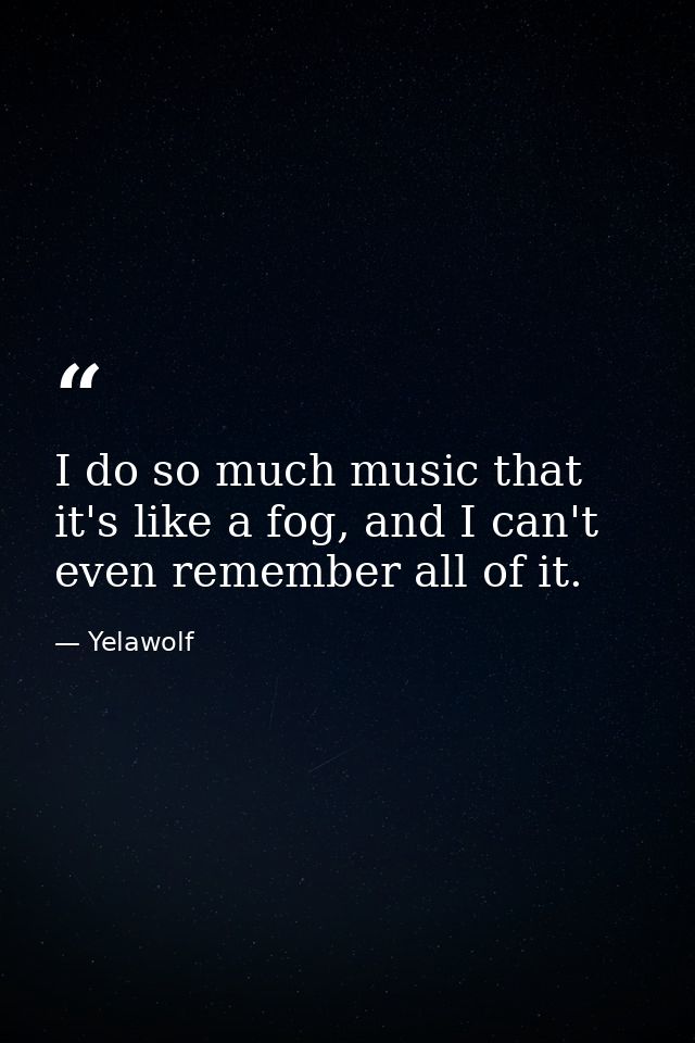 I do so much music that it's like a fog, and I can't even remember all of it. — Yelawolf