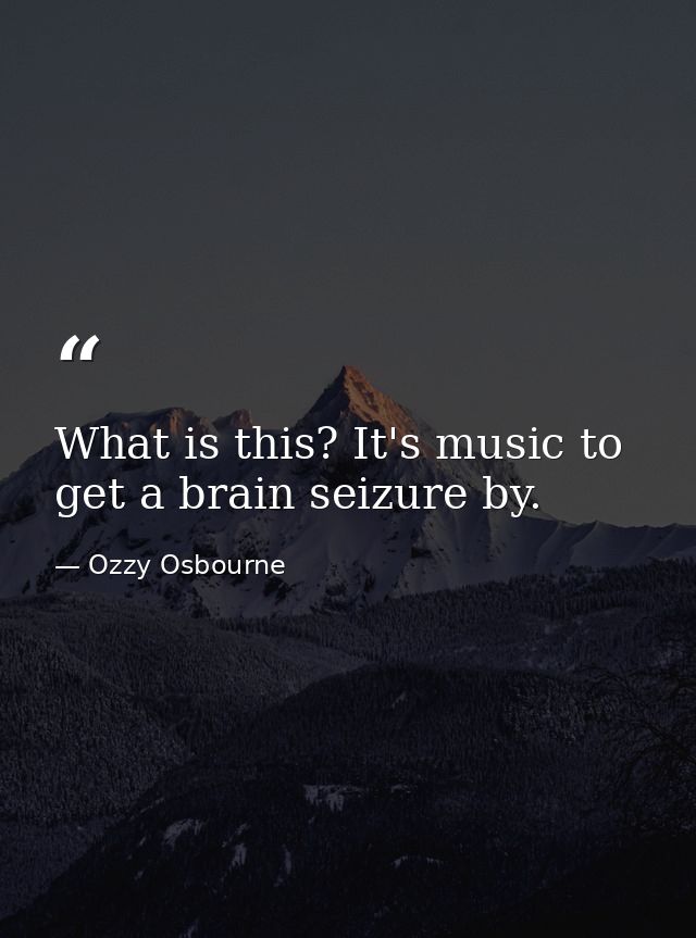 What is this? It's music to get a brain seizure by. — Ozzy Osbourne