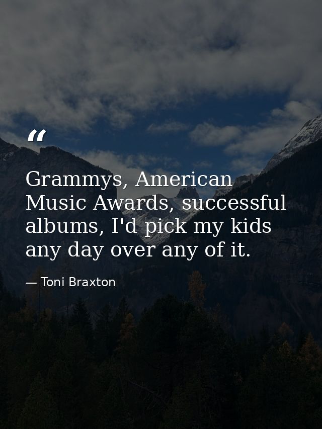 Grammys, American Music Awards, successful albums, I'd pick my kids any day over any of it. — Toni Braxton