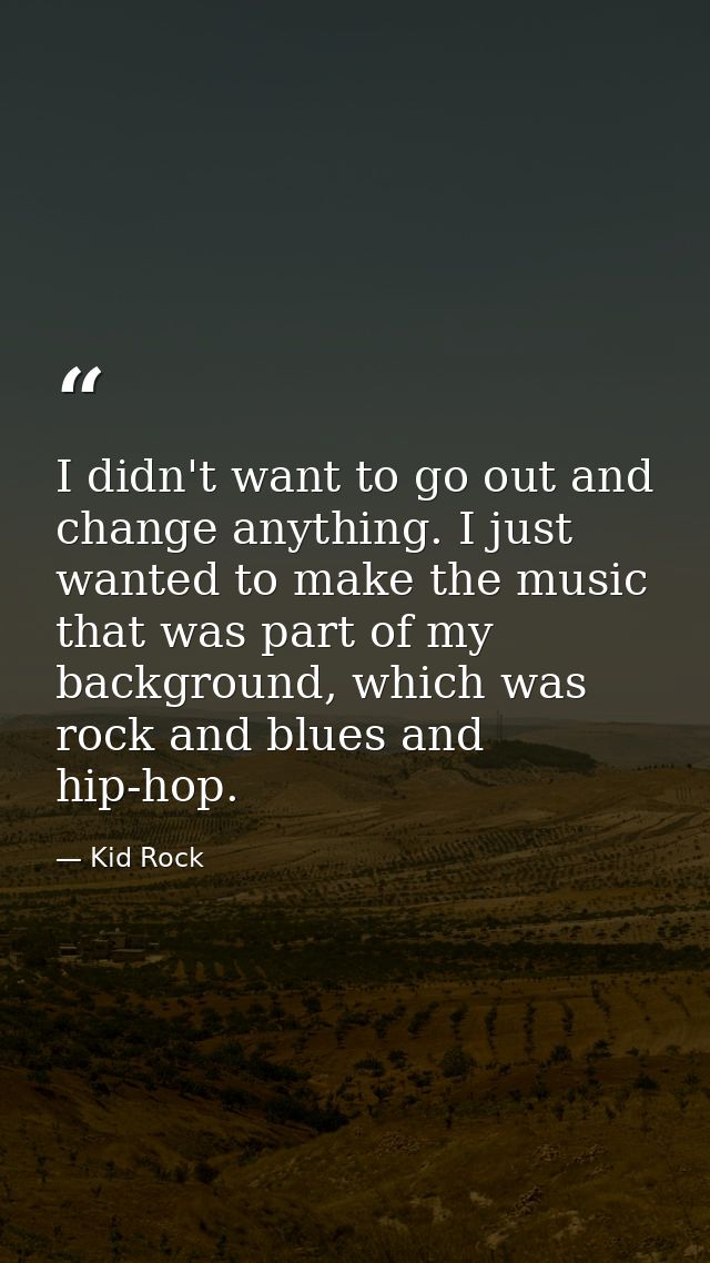 I didn't want to go out and change anything. I just wanted to make the music that was part of my background, which was r — Kid Rock