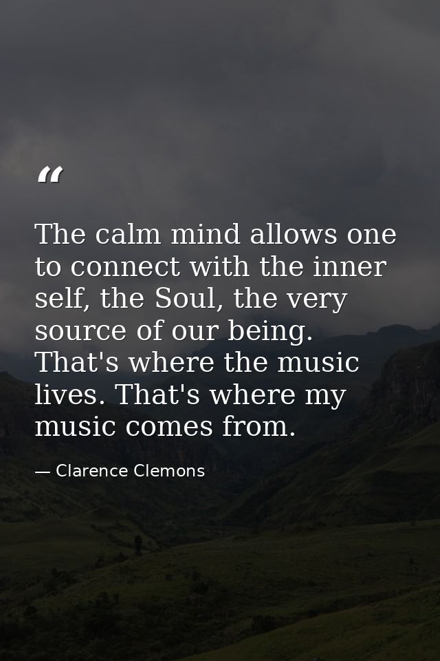 The calm mind allows one to connect with the inner self, the Soul, the very source of our being. That's where the music  — Clarence Clemons