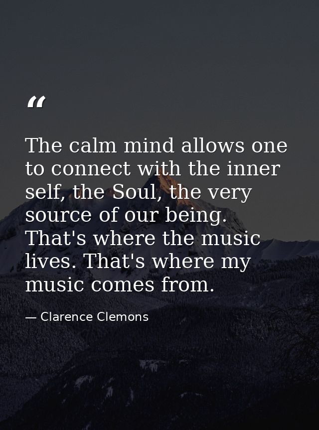 The calm mind allows one to connect with the inner self, the Soul, the very source of our being. That's where the music  — Clarence Clemons