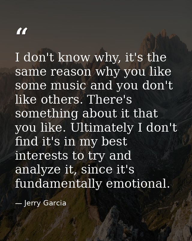 I don't know why, it's the same reason why you like some music and you don't like others. There's something about it tha — Jerry Garcia