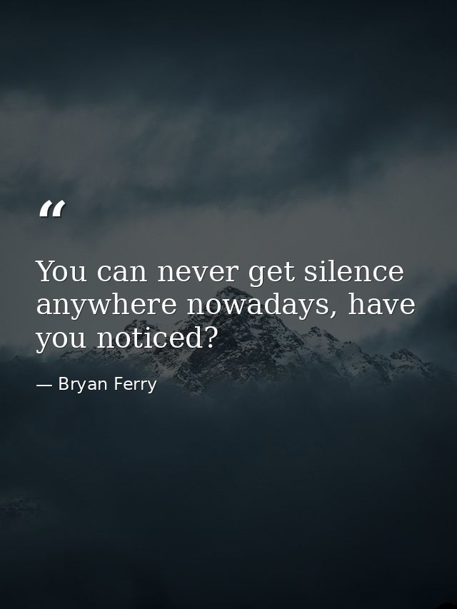 You can never get silence anywhere nowadays, have you noticed? — Bryan Ferry