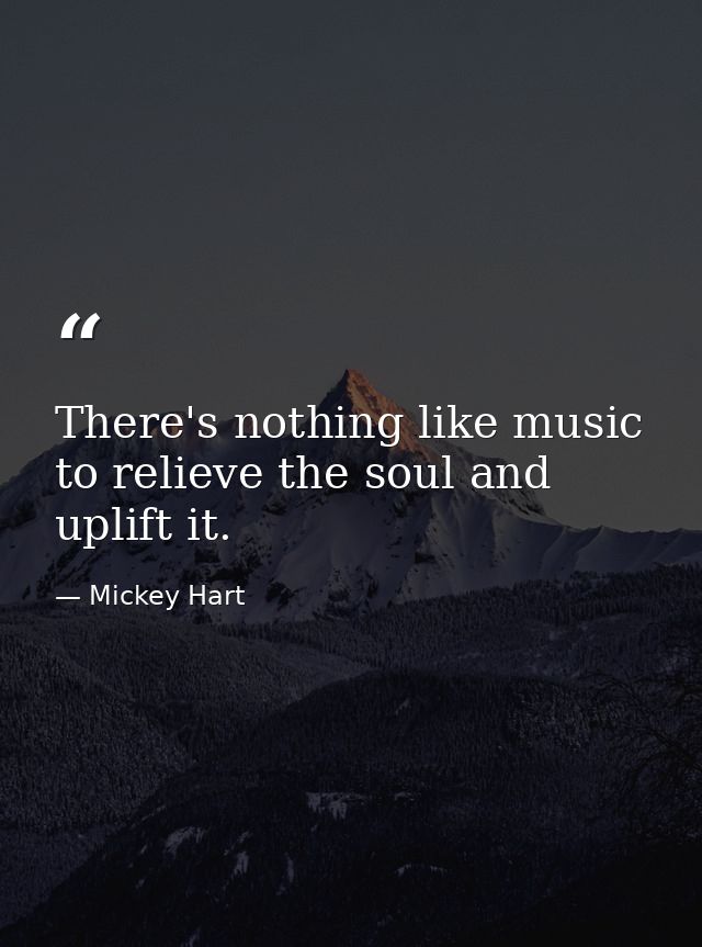 There's nothing like music to relieve the soul and uplift it. — Mickey Hart