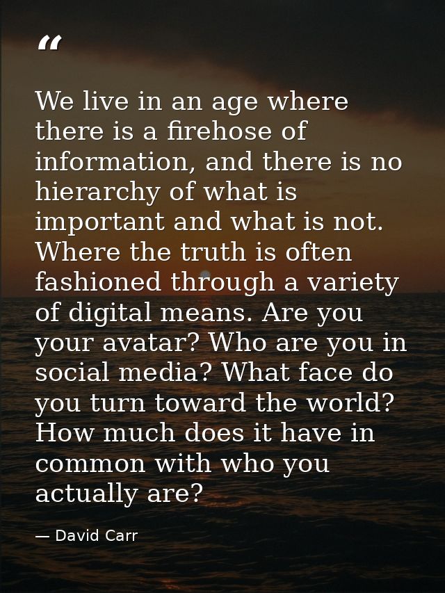 We live in an age where there is a firehose of information, and there is no hierarchy of what is important and what is n — David Carr