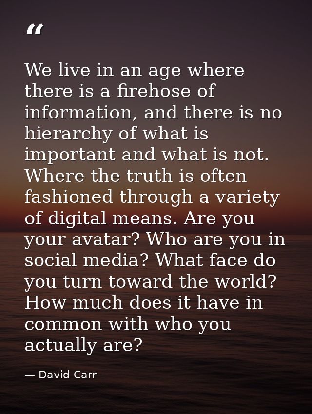 We live in an age where there is a firehose of information, and there is no hierarchy of what is important and what is n — David Carr