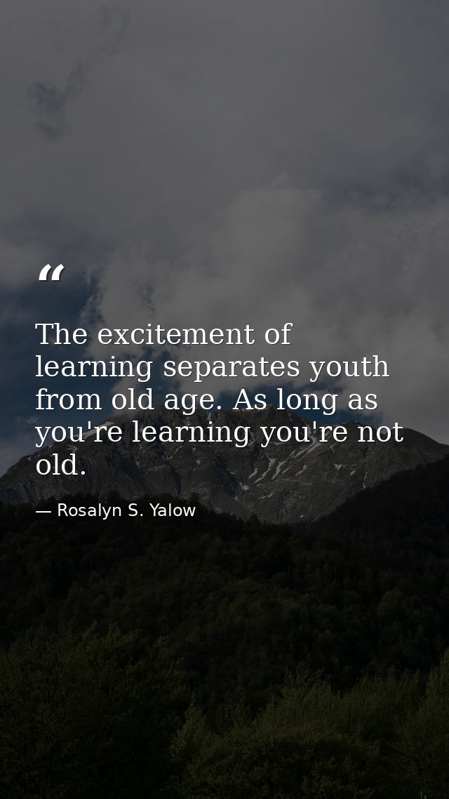 The excitement of learning separates youth from old age. As long as you're learning you're not old. — Rosalyn S. Yalow