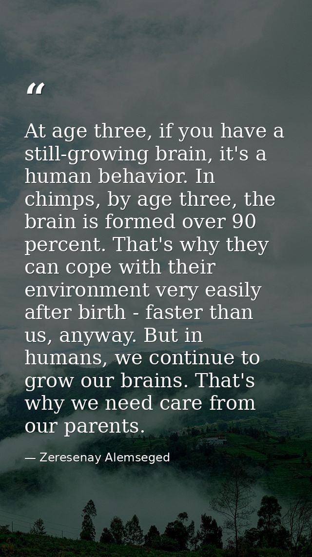 At age three, if you have a still-growing brain, it's a human behavior. In chimps, by age three, the brain is formed ove — Zeresenay Alemseged