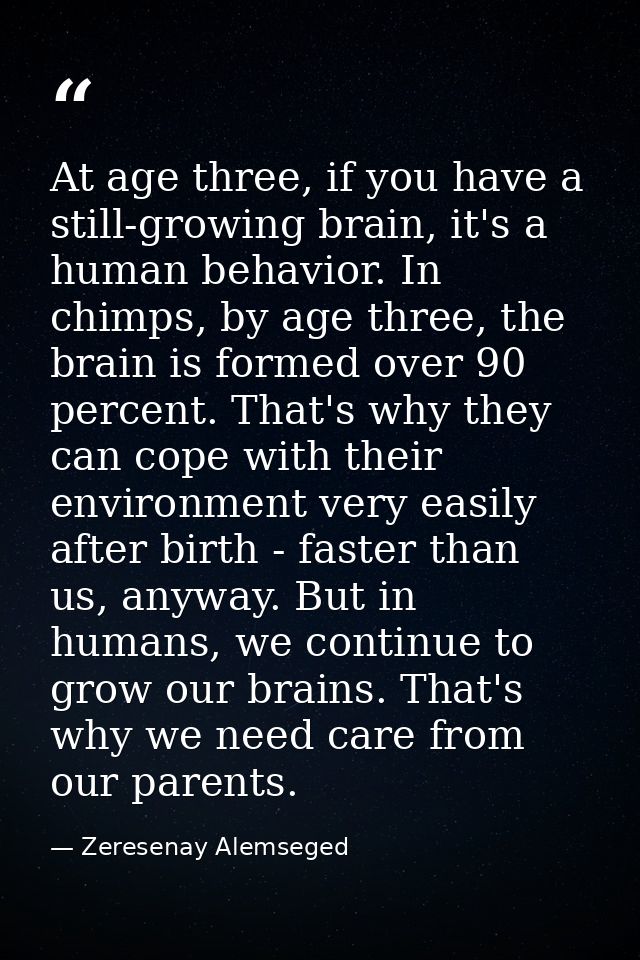 At age three, if you have a still-growing brain, it's a human behavior. In chimps, by age three, the brain is formed ove — Zeresenay Alemseged
