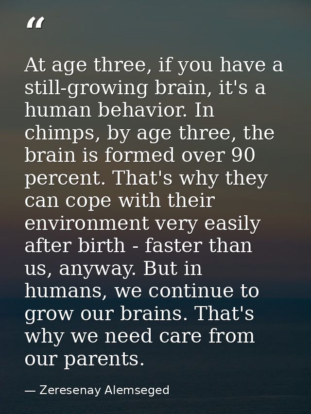 At age three, if you have a still-growing brain, it's a human behavior. In chimps, by age three, the brain is formed ove — Zeresenay Alemseged
