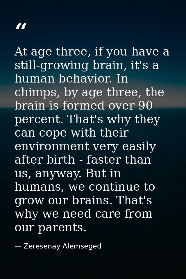 At age three, if you have a still-growing brain, it's a human behavior. In chimps, by age three, the brain is formed ove — Zeresenay Alemseged