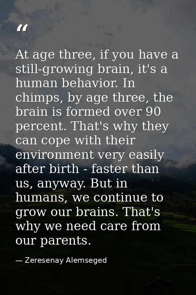 At age three, if you have a still-growing brain, it's a human behavior. In chimps, by age three, the brain is formed ove — Zeresenay Alemseged