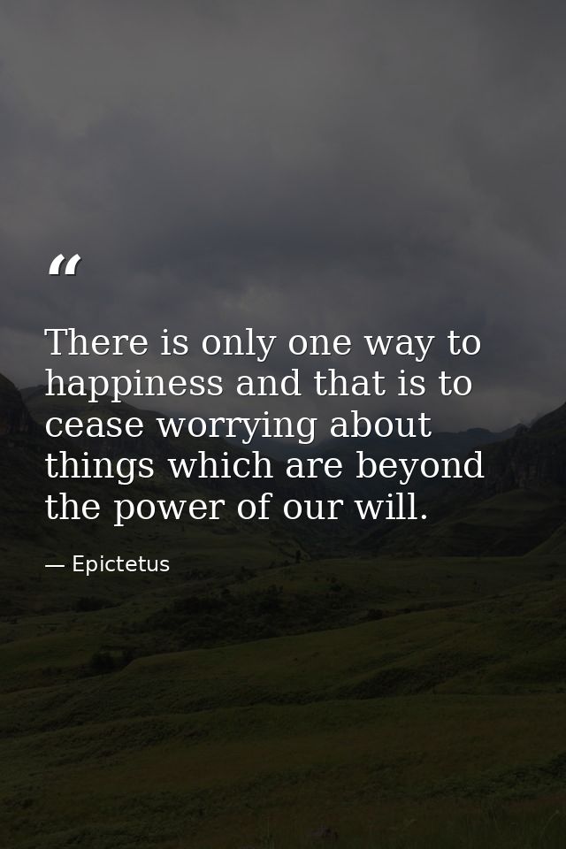 There is only one way to happiness and that is to cease worrying about things which are beyond the power of our will. — Epictetus
