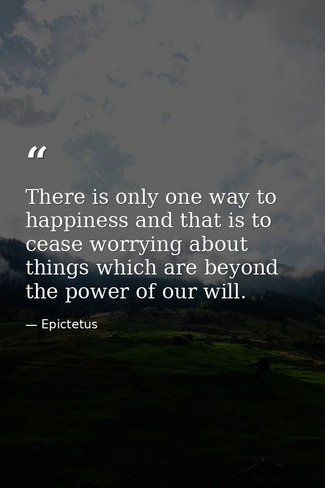 There is only one way to happiness and that is to cease worrying about things which are beyond the power of our will. — Epictetus