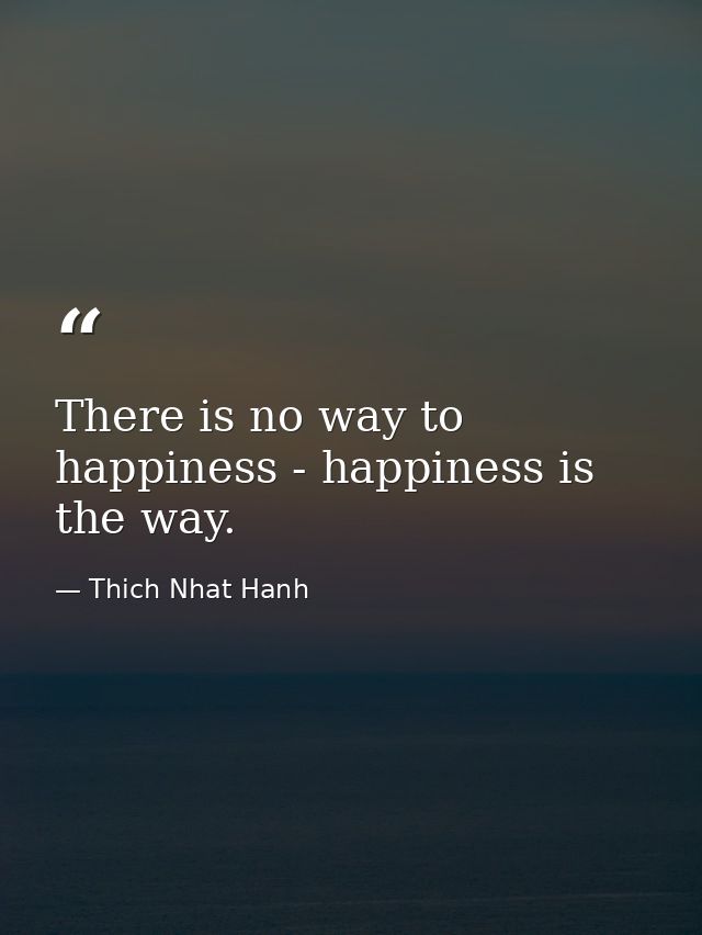 There is no way to happiness - happiness is the way. — Thich Nhat Hanh