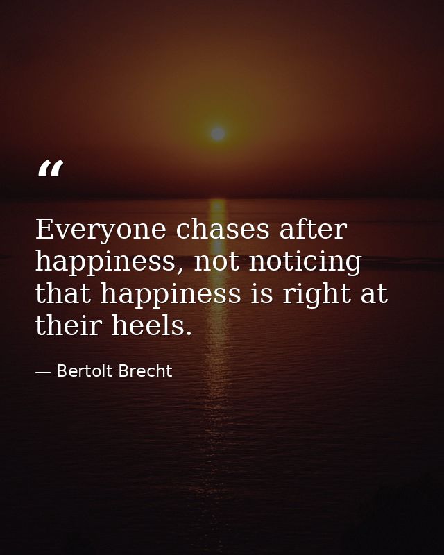 Everyone chases after happiness, not noticing that happiness is right at their heels. — Bertolt Brecht