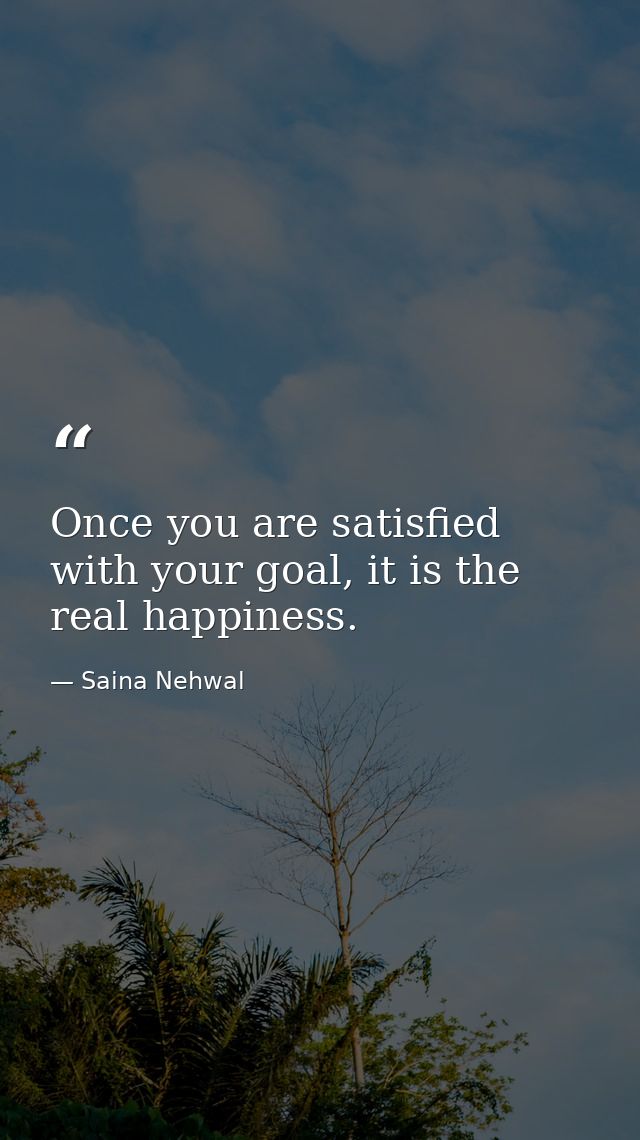 Once you are satisfied with your goal, it is the real happiness. — Saina Nehwal