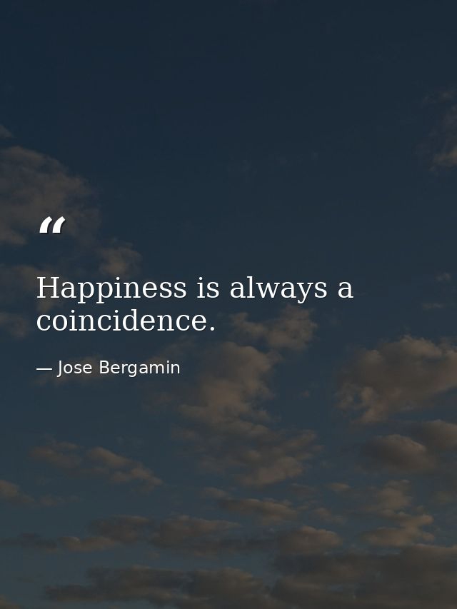 Happiness is always a coincidence. — Jose Bergamin