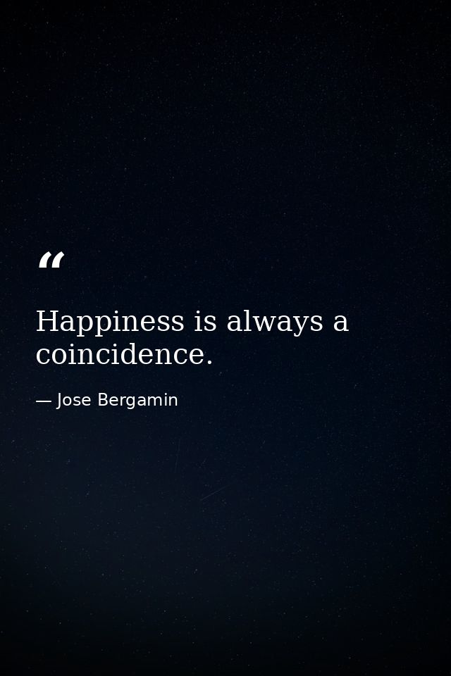 Happiness is always a coincidence. — Jose Bergamin