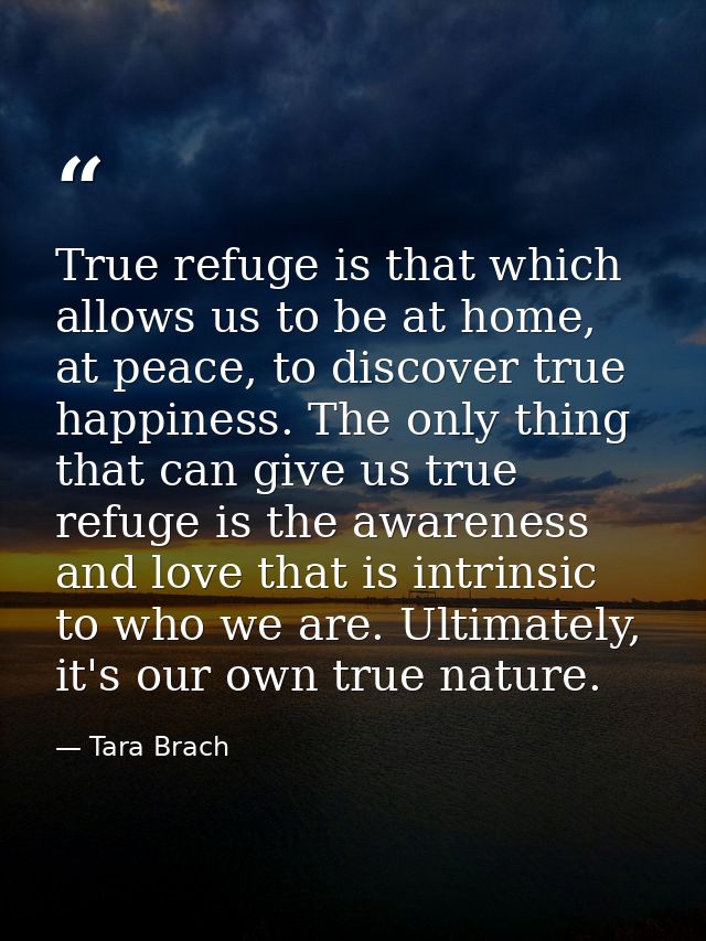 True refuge is that which allows us to be at home, at peace, to discover true happiness. The only thing that can give us — Tara Brach