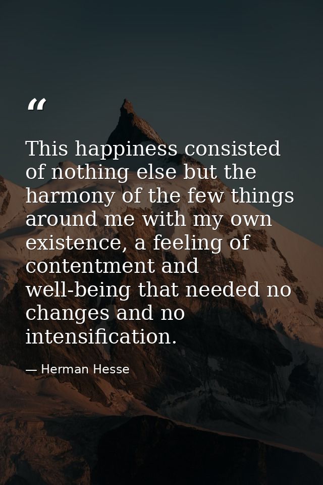 This happiness consisted of nothing else but the harmony of the few things around me with my own existence, a feeling of — Herman Hesse