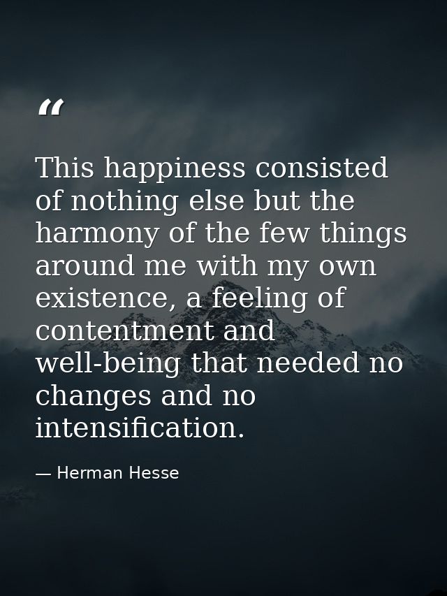 This happiness consisted of nothing else but the harmony of the few things around me with my own existence, a feeling of — Herman Hesse
