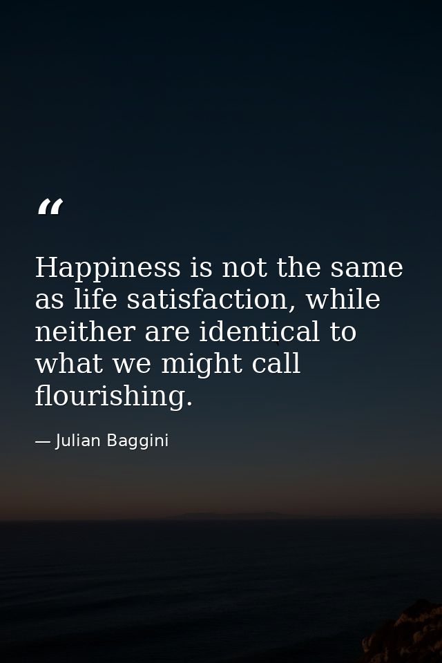 Happiness is not the same as life satisfaction, while neither are identical to what we might call flourishing. — Julian Baggini