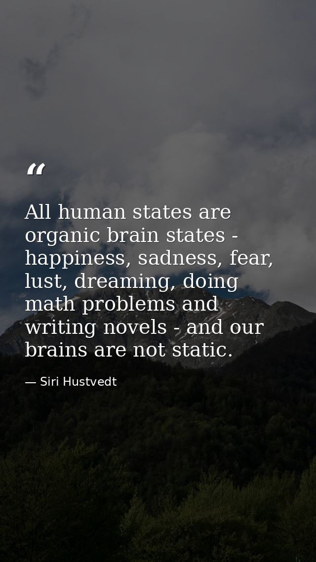 All human states are organic brain states - happiness, sadness, fear, lust, dreaming, doing math problems and writing no — Siri Hustvedt