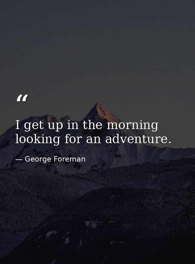 I get up in the morning looking for an adventure. — George Foreman