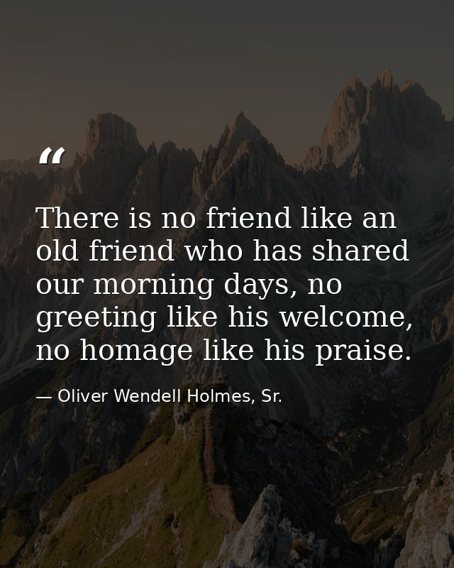 There is no friend like an old friend who has shared our morning days, no greeting like his welcome, no homage like his  — Oliver Wendell Holmes, Sr.