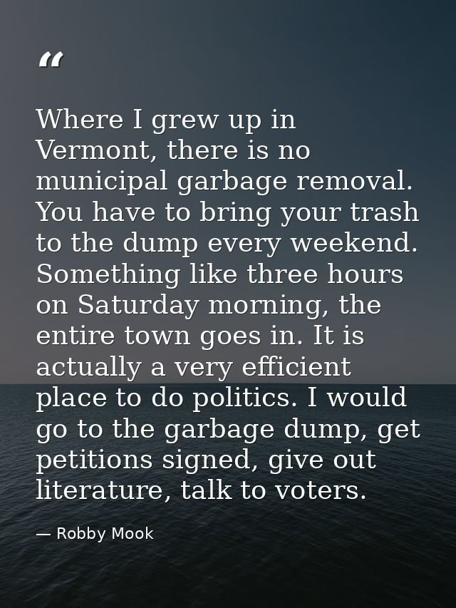 Where I grew up in Vermont, there is no municipal garbage removal. You have to bring your trash to the dump every weeken — Robby Mook