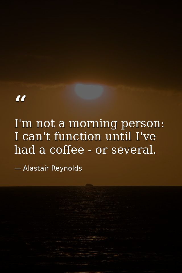 I'm not a morning person: I can't function until I've had a coffee - or several. — Alastair Reynolds