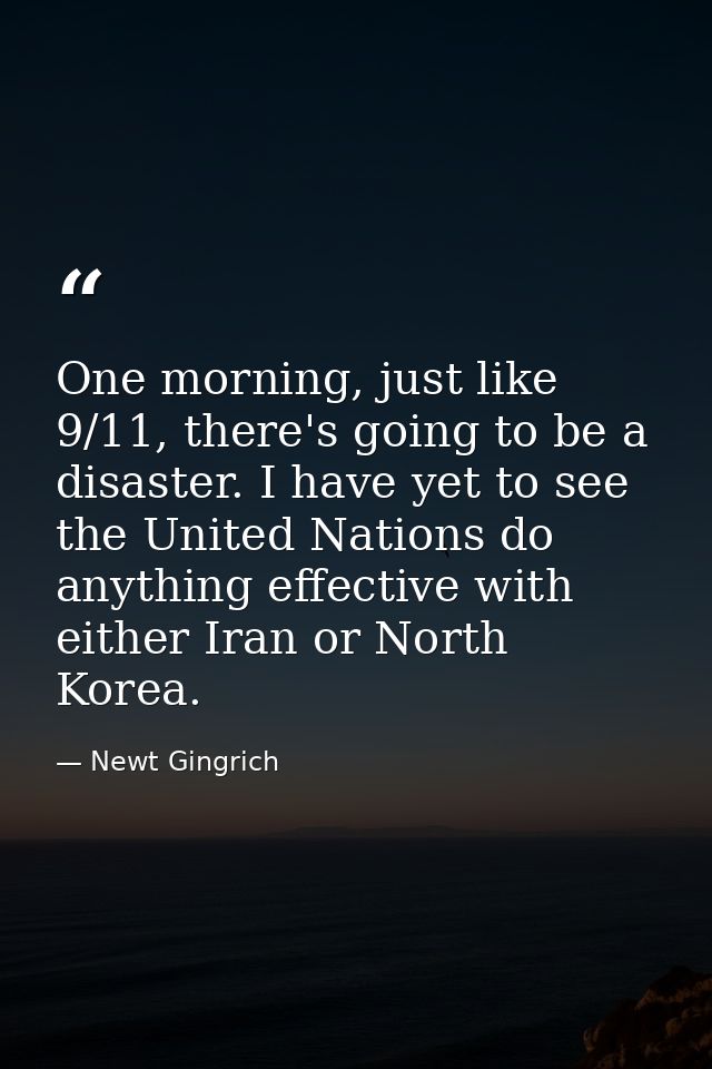 One morning, just like 9/11, there's going to be a disaster. I have yet to see the United Nations do anything effective  — Newt Gingrich