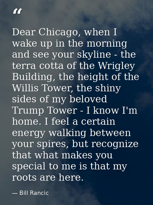 Dear Chicago, when I wake up in the morning and see your skyline - the terra cotta of the Wrigley Building, the height o — Bill Rancic