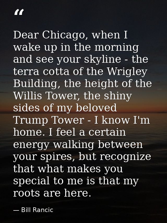 Dear Chicago, when I wake up in the morning and see your skyline - the terra cotta of the Wrigley Building, the height o — Bill Rancic