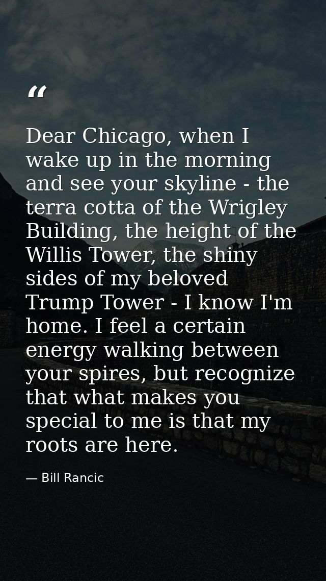 Dear Chicago, when I wake up in the morning and see your skyline - the terra cotta of the Wrigley Building, the height o — Bill Rancic