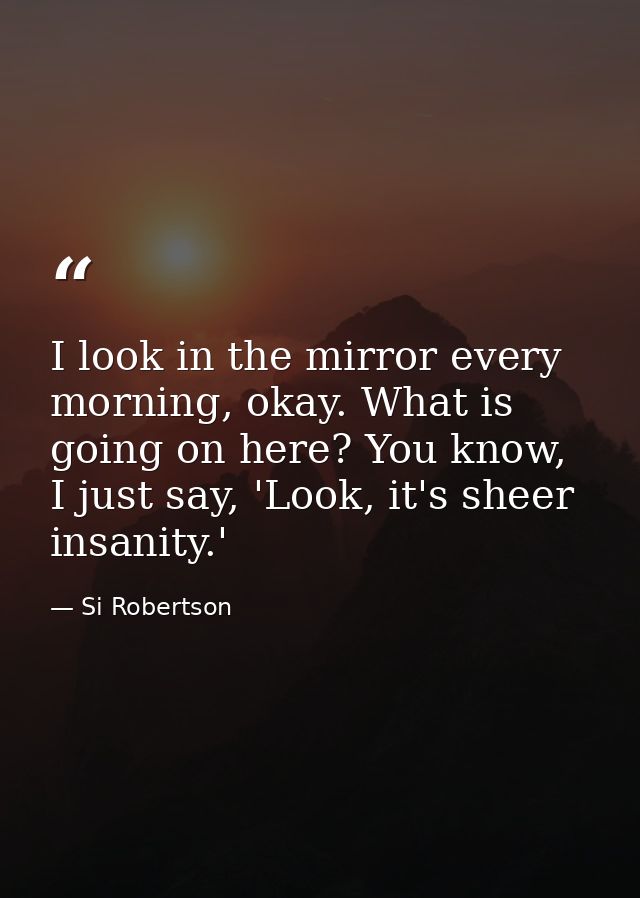 I look in the mirror every morning, okay. What is going on here? You know, I just say, 'Look, it's sheer insanity.' — Si Robertson