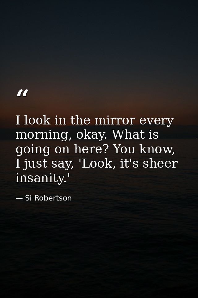 I look in the mirror every morning, okay. What is going on here? You know, I just say, 'Look, it's sheer insanity.' — Si Robertson