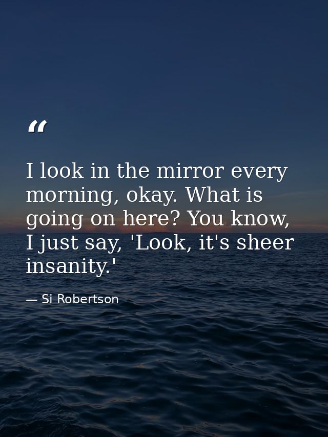 I look in the mirror every morning, okay. What is going on here? You know, I just say, 'Look, it's sheer insanity.' — Si Robertson