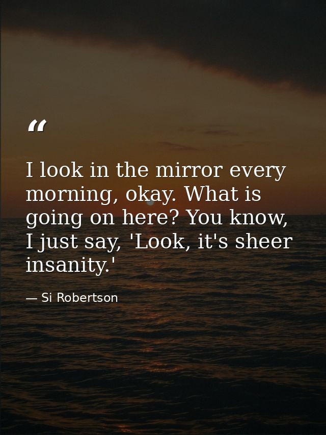 I look in the mirror every morning, okay. What is going on here? You know, I just say, 'Look, it's sheer insanity.' — Si Robertson