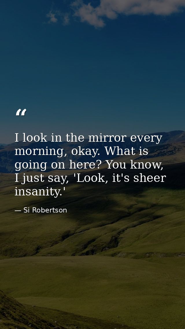 I look in the mirror every morning, okay. What is going on here? You know, I just say, 'Look, it's sheer insanity.' — Si Robertson
